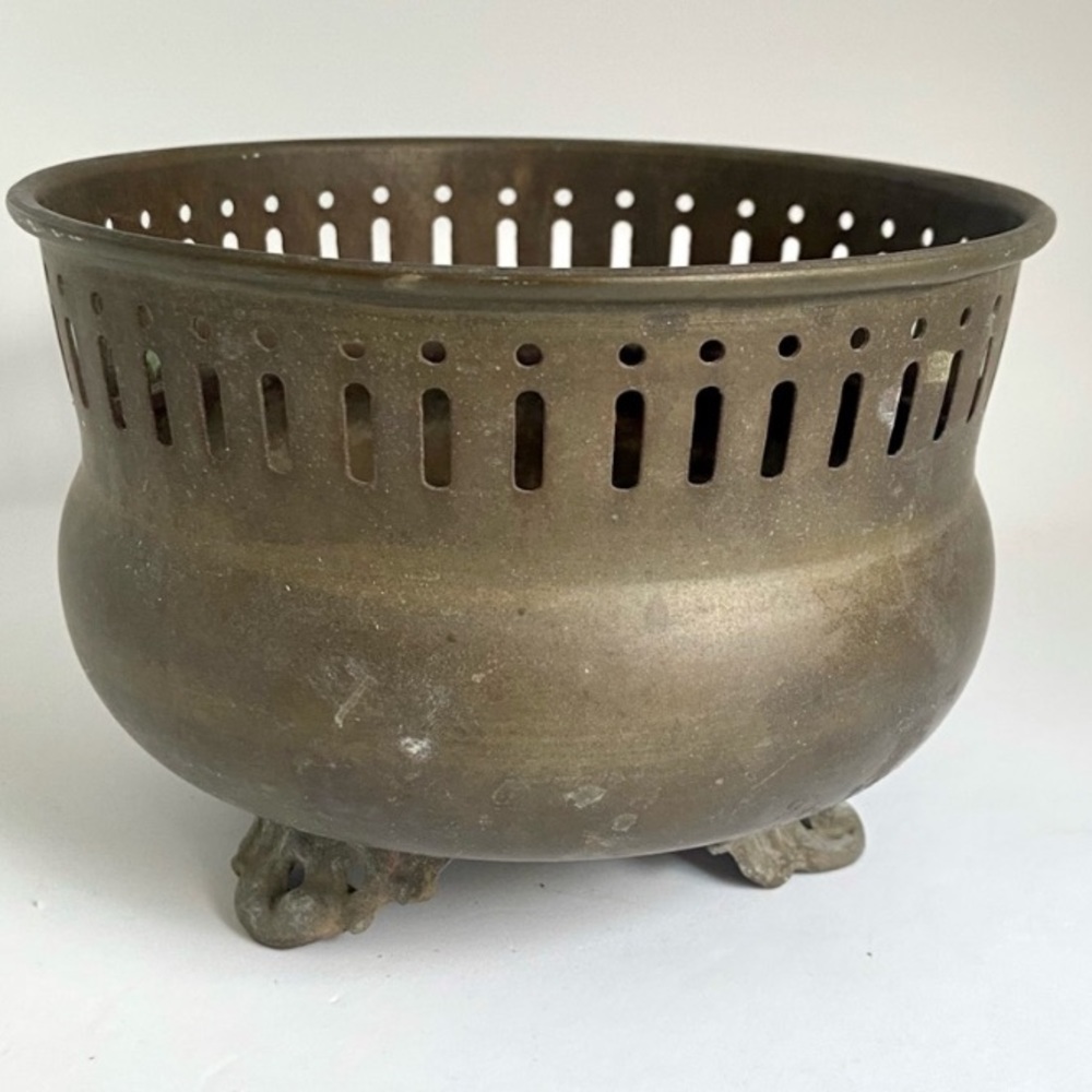 Boho brass flower pot dish container vase deco cover solid brass